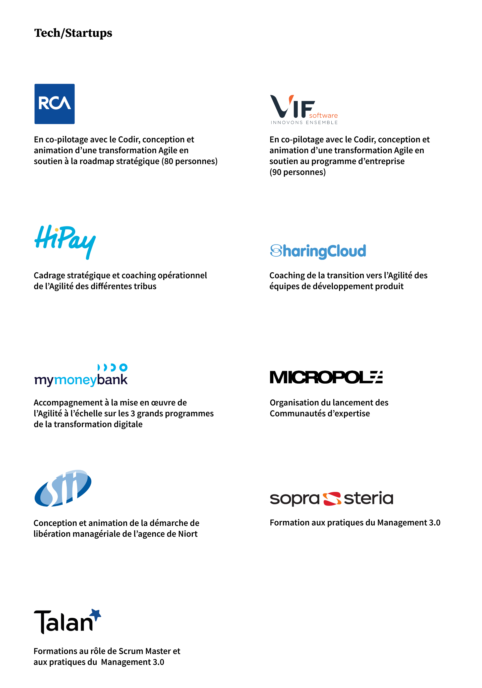 références tech/startups